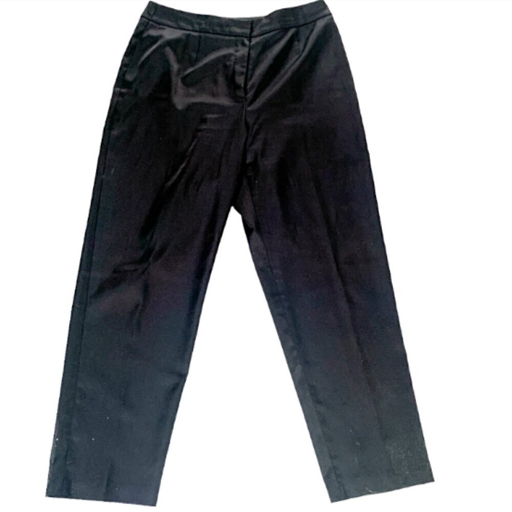 Apostrophe Stretch‎ Satin High-Rise Flat Front Dress Pants Sz 12 Black 105G